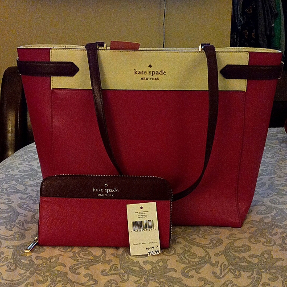 Kate Spade Laptop Tote/Purse and Matching Wallet
